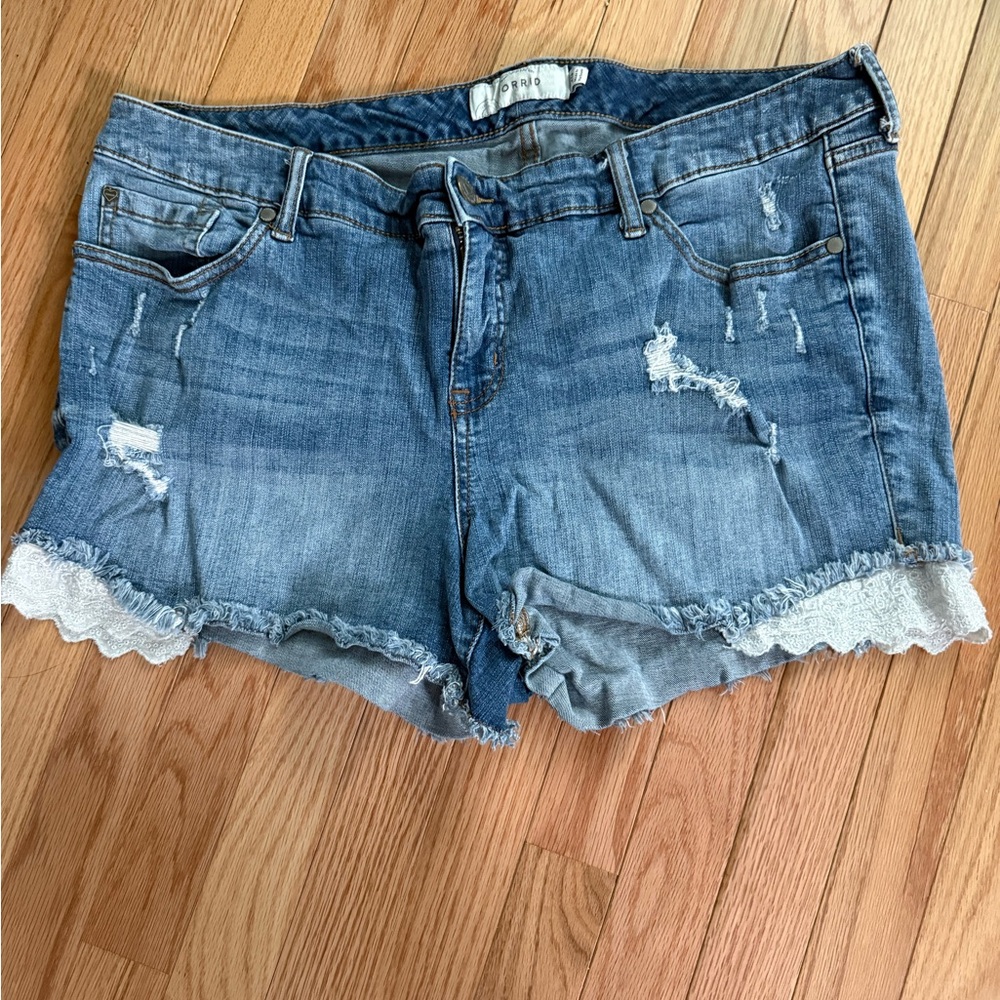 Light Blue Distressed Jean Shorts